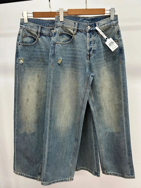 Dave&di Minimalist Distressed Dirty Washed Denim Pants For Women Vintage High Waist Mom Jeans Women's Jeans Woman Clothes 2026