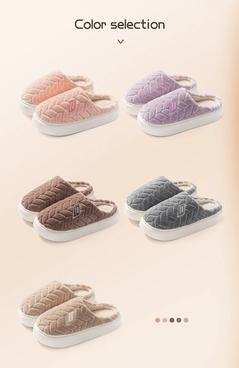 Warme Winter-Hausschuhe für Männer und Frauen, weiche, flauschige, mit Fleece gefütterte Schuhe, dicke Plattform-EVA-Sohle, rutschfeste Indoor-Schlafzimmer-Mules. – Detail 8