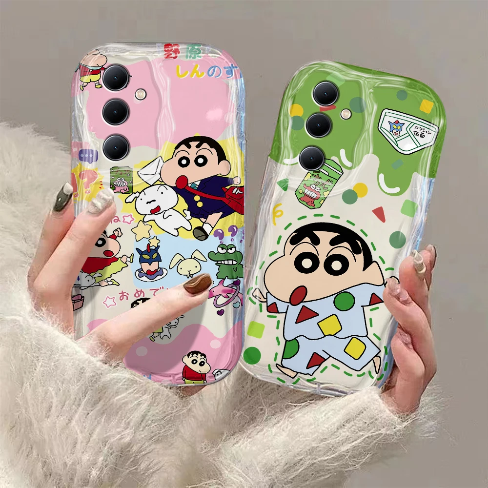 Anime Crayons Shin-chans 3D Wave Case For Samsung A73 A72 A71 A55 A54 A53 A35 A34 A33 A25 A24 A23 A15 A14 A13 A05 A04 A03 4G 5G