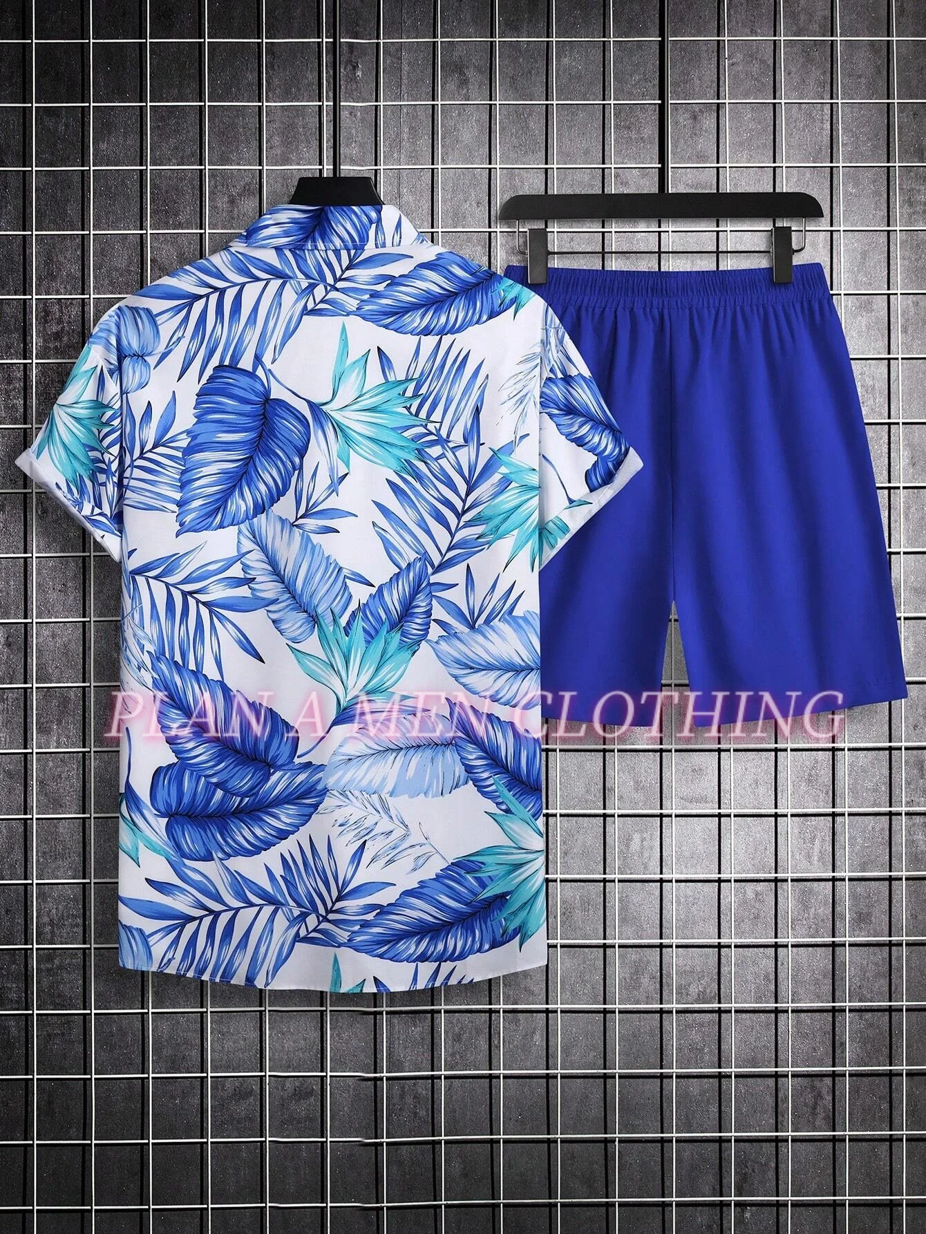 Vacation Casual Short-sleeved Shirt  Shorts Set Summer Men's Hawaii Shirt Set Palm Print Hawaiian Style Shirt Beach Pants Set