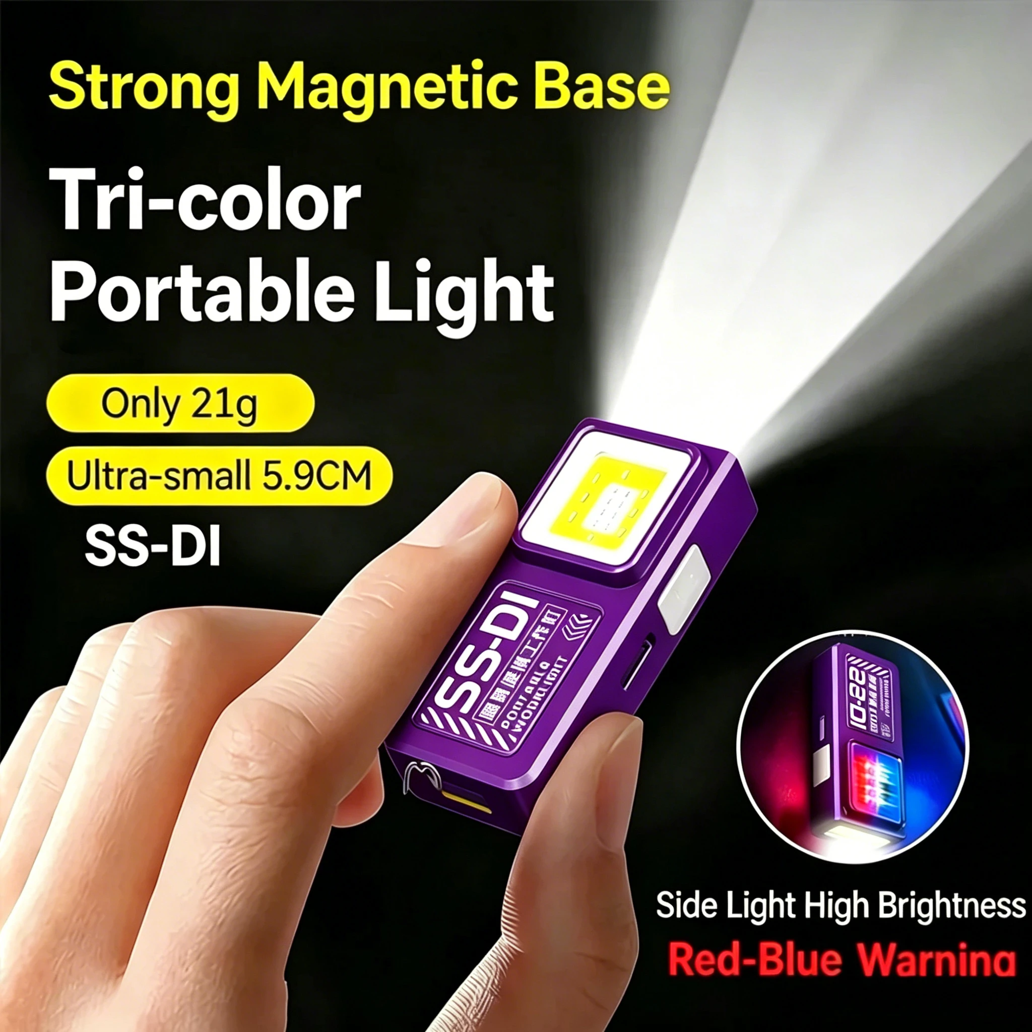 Mini   LED Flashlight USB C Rechargeable Powerful Work Light with Clip And Magnet Waterproof EDC Camping Walking Pocket Lamp
