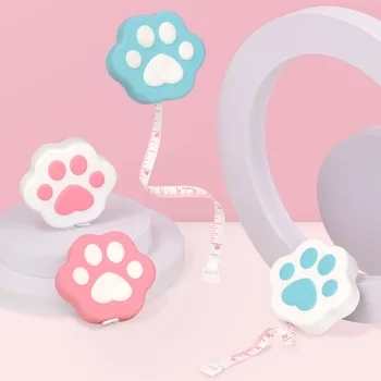 かわいいポータブル猫の足のテープ定規、漫画の測定ツール、小さなカワイイソフトフレキシブル定規、学校の学生用品、ギフト