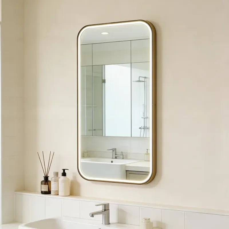 for Ultra-thin Aluminum Rectangular Eco-friendly Mirror with Lamp Over 60 Inches Wide Luxury Bathroom Vanity Wall Mirror