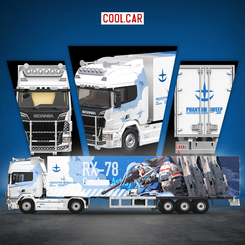 

Cool Car 1:64 Container Truck RX-78 Mecha Painting Simulation Alloy Car Model for Collection&Display&Gift