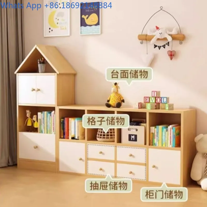 Floor-standing Storage Rack Living Room Wall-mounted Integrated Cabinet Picture Book Storage Grid Cabinet Bookshelf