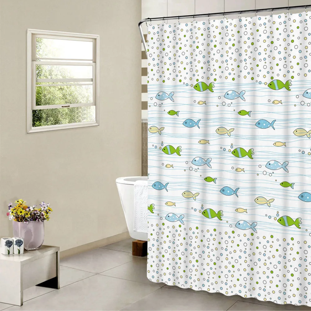 Waterproof PEVA Shower Curtain With Hooks – Floral Pattern, Long & Wide, Mould Resistant-708505