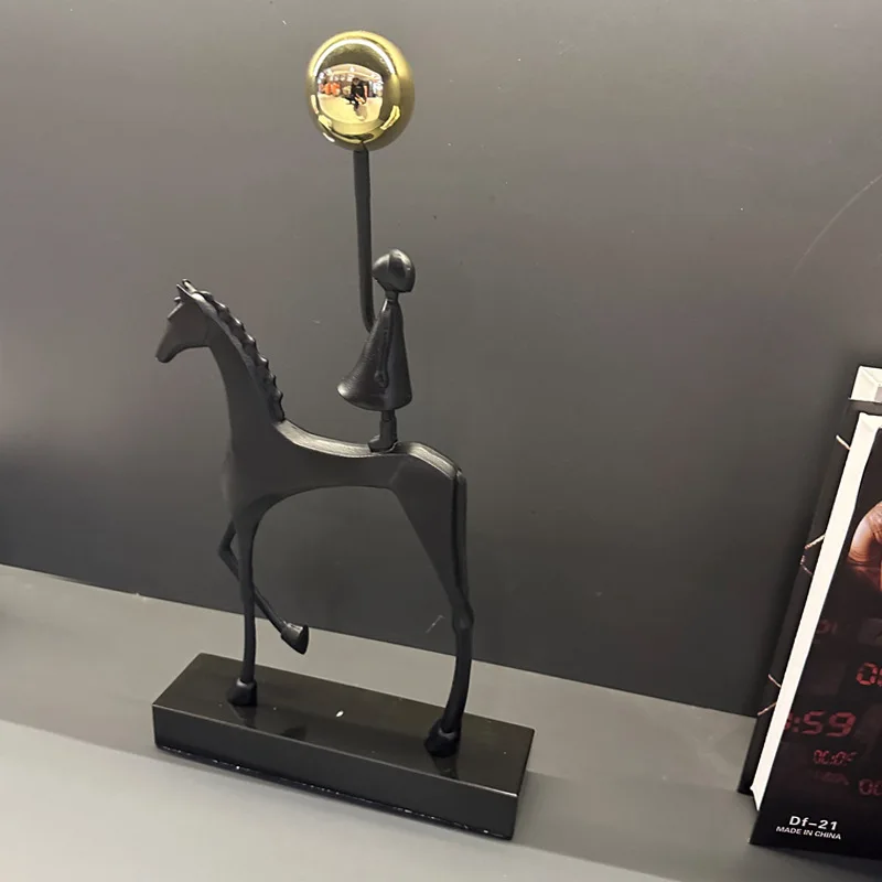Modern simple interior home decoration metal crafts black abstract figure sculpture table ornament