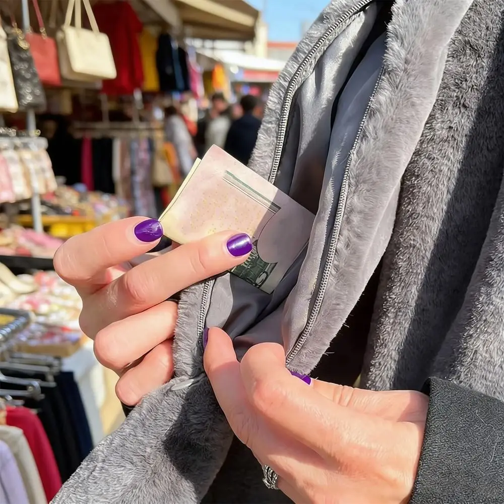 

Мягкий шарф с потайным карманом на молнии, ветрозащитный, теплый, длинный, для защиты от холода, с отделением для телефона, креативный, из искусственного меха, для повседневного использования