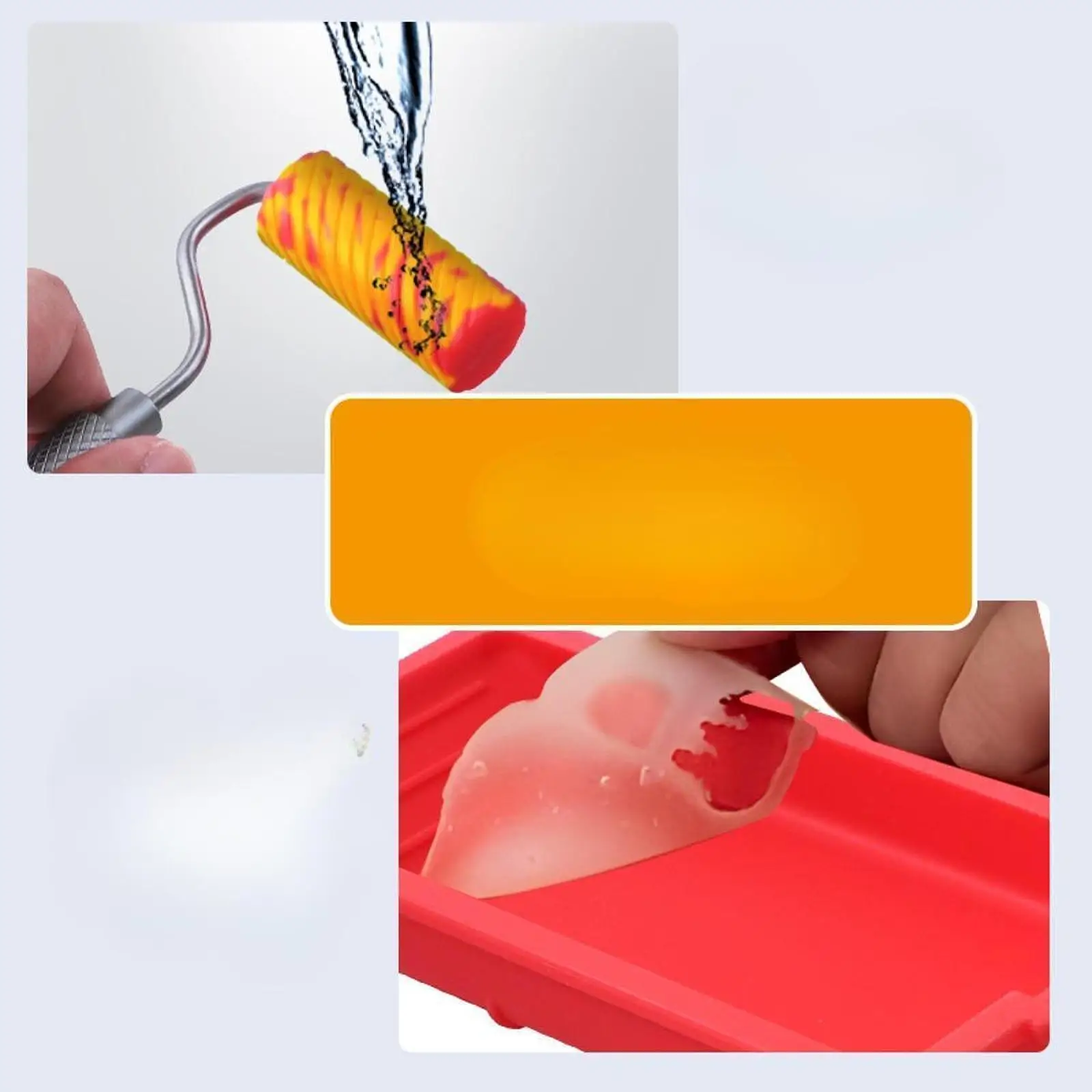 Paint Tray with Paint Roller Silicone Reusable Painting Tool Set for Home Improvement Walls Ceilings