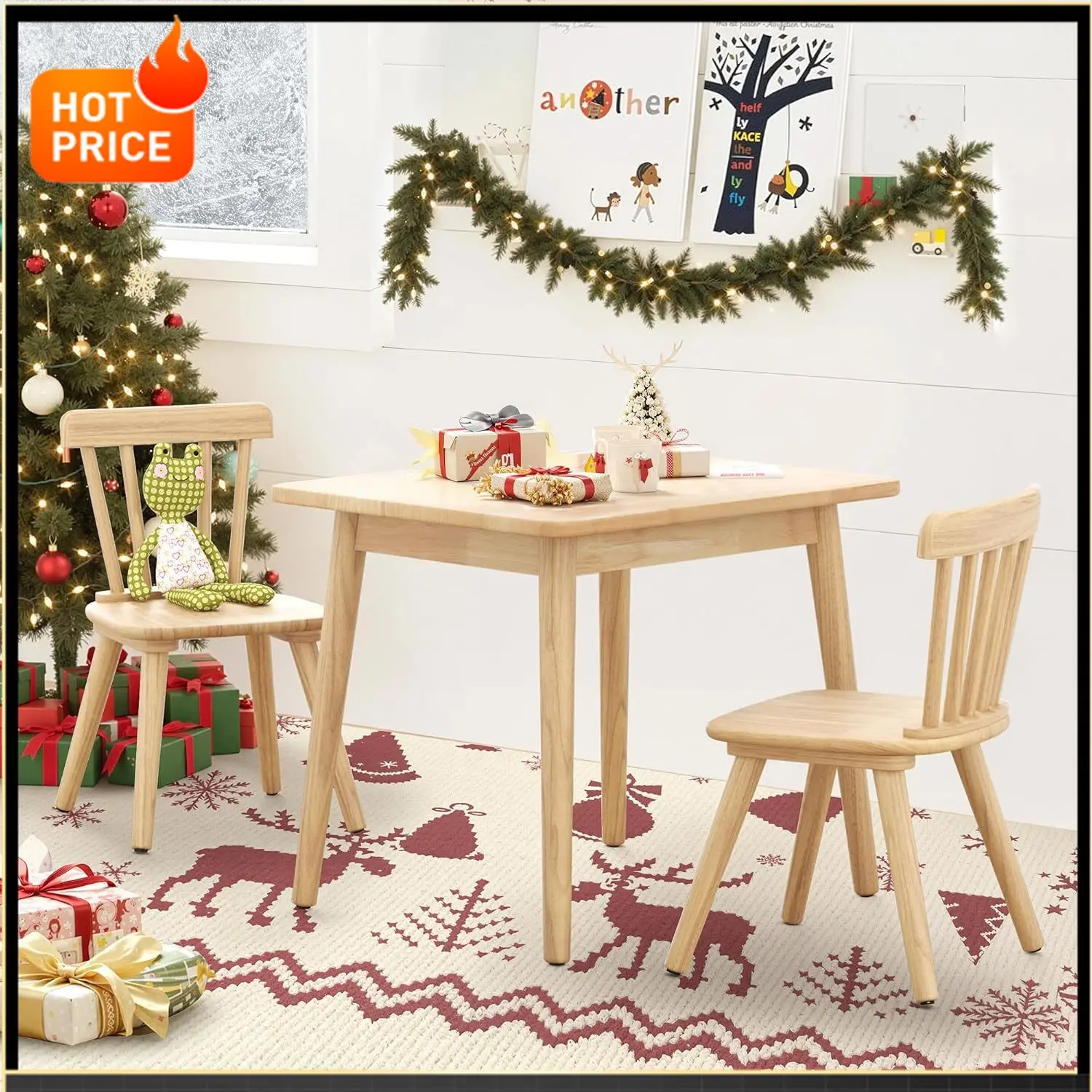 

BestsellerBestsellerWindsor Kids Table and 2 Chair Set, Rubberwood Children Toddler Table and Chair Set with Non-Slip Legs/Round