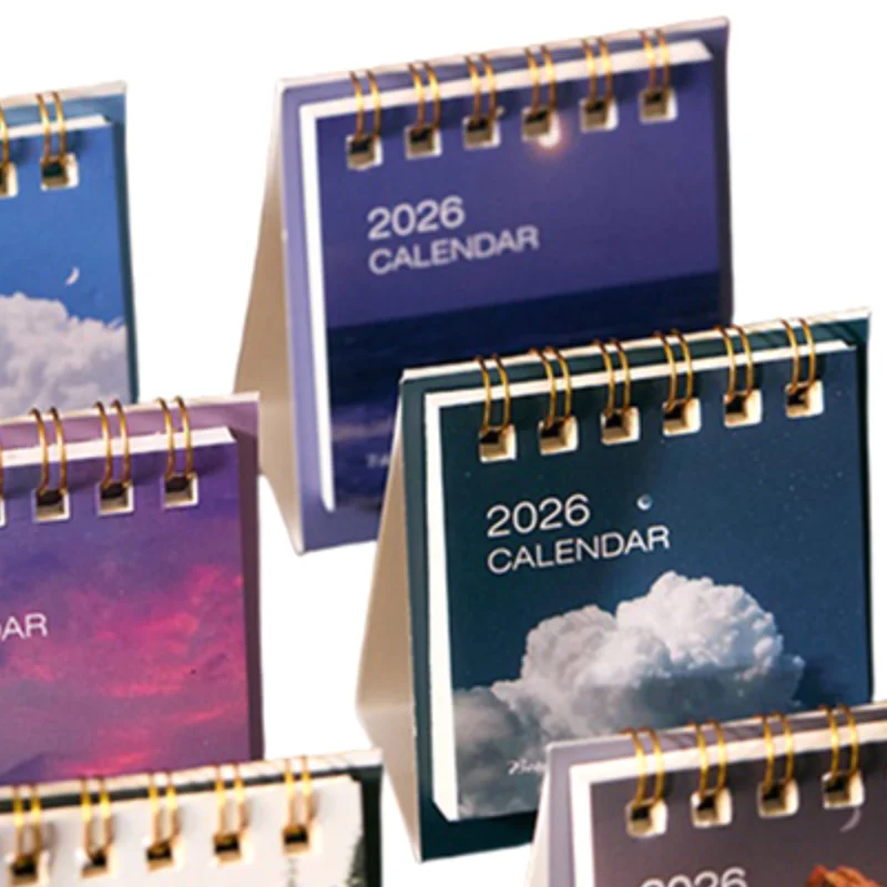 

7.2026 Miniature Calendar with Vintage Scenery Cover: Creative Planner for Office, School Supplies, Desk Decoration