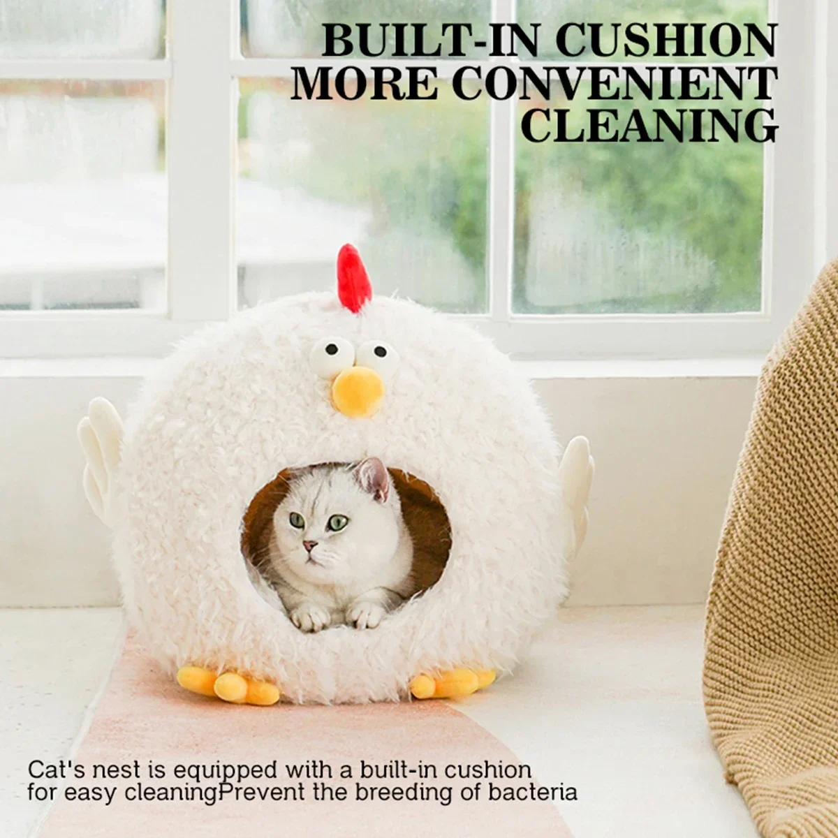 Cama para gatos cerrada y transpirable, suave y lavable a máquina - imagen 4