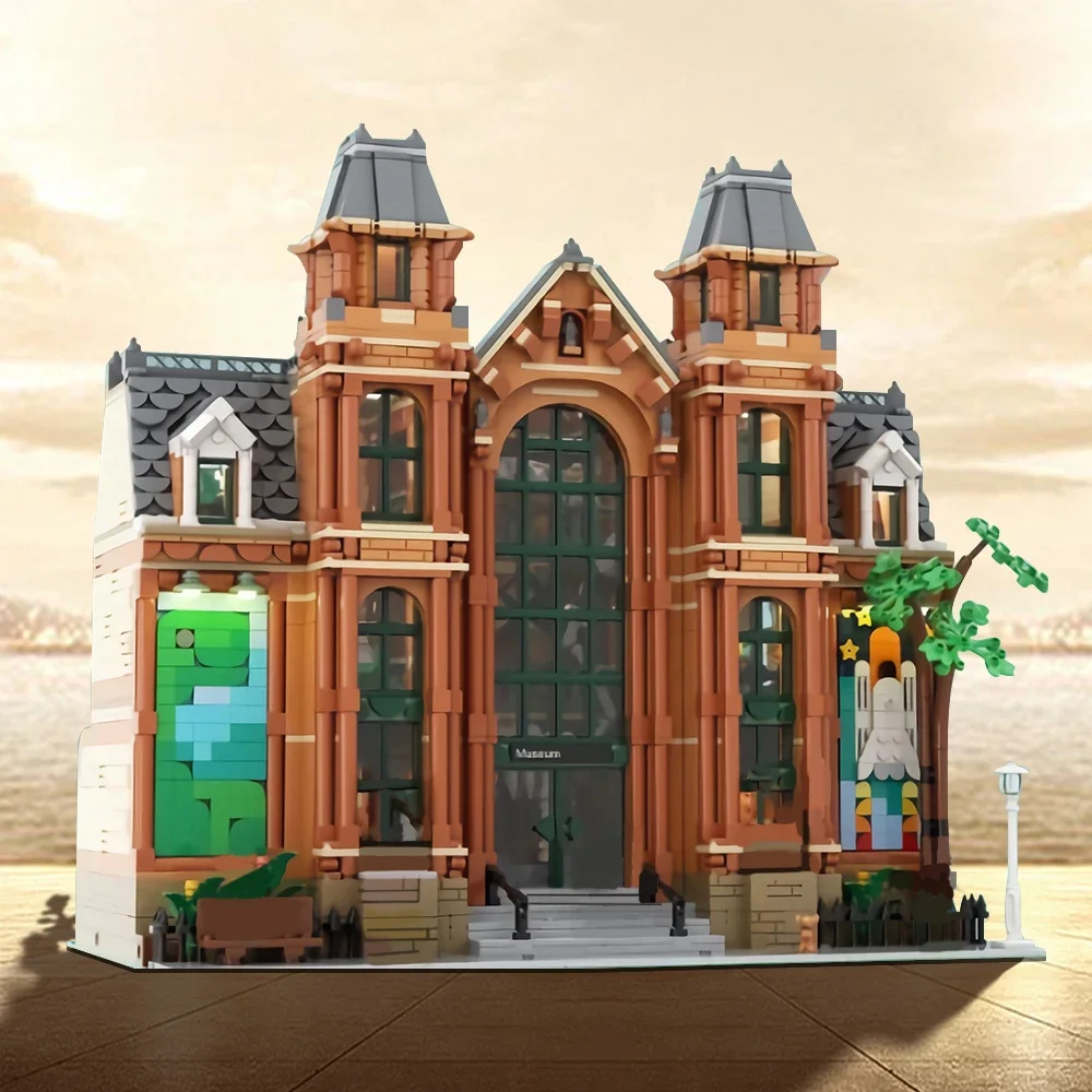 

Gobricks MOC London Inspired Medieval architecture Model Building Blocks Classic Natural History Museum Bricks Toy collect Gift