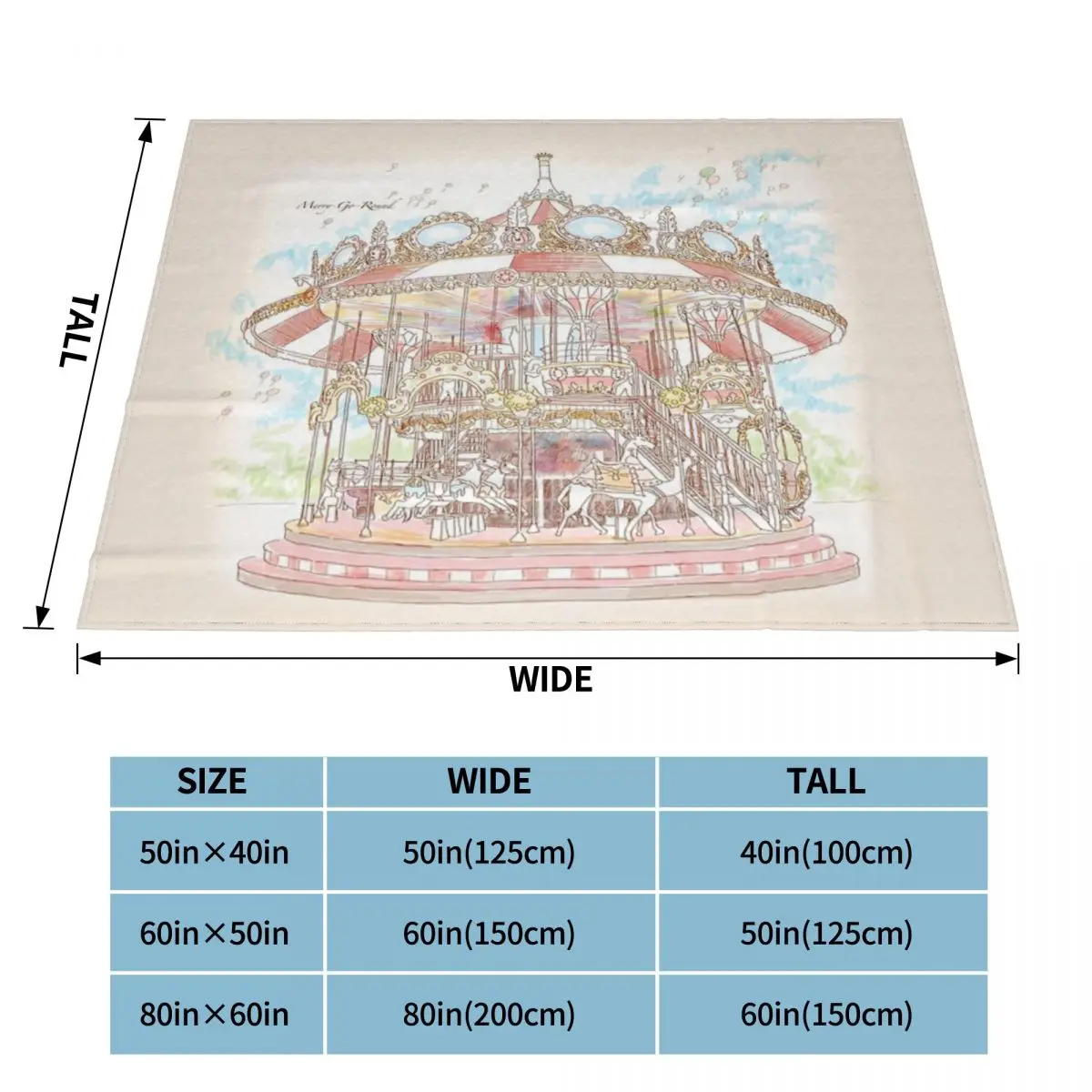 Pastel Circus Carousel Blanket Bedspread On The Bed Thick Sofa Bed With Picture Throw Blanket