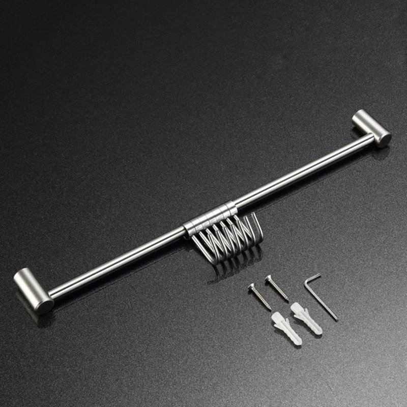 جدار فولاذي مقاوم للصدأ جبل وعاء عموم رف معلق السكك الحديدية المطبخ شريط مستقيم أواني تجهيزات المطابخ المنظم مع خطافات انزلاقية #2