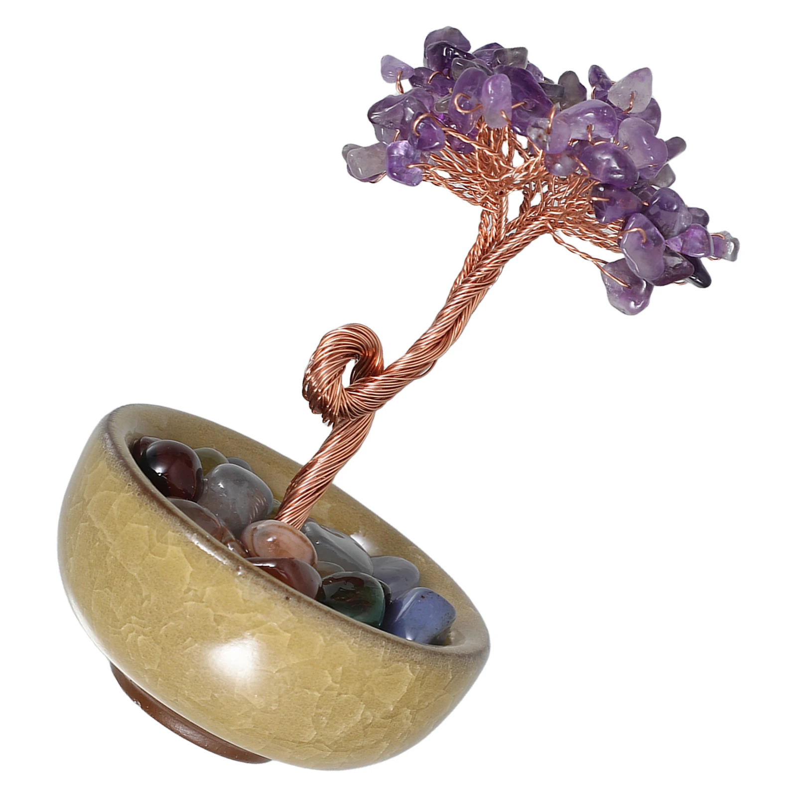 

Amethyst Decorative Bonsai Artificial Home Office Desk Centerpiece Aesthetic Feng Shui Decor For Women Elegant Cubicle Ornament