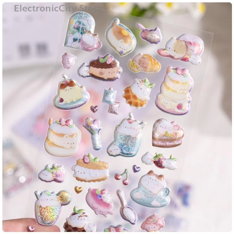 1/2 Sheets Scrapbooking DIY Color Animals Flash Decor Stickers Gift Journaling Cute Stationery Diary Decals Candy