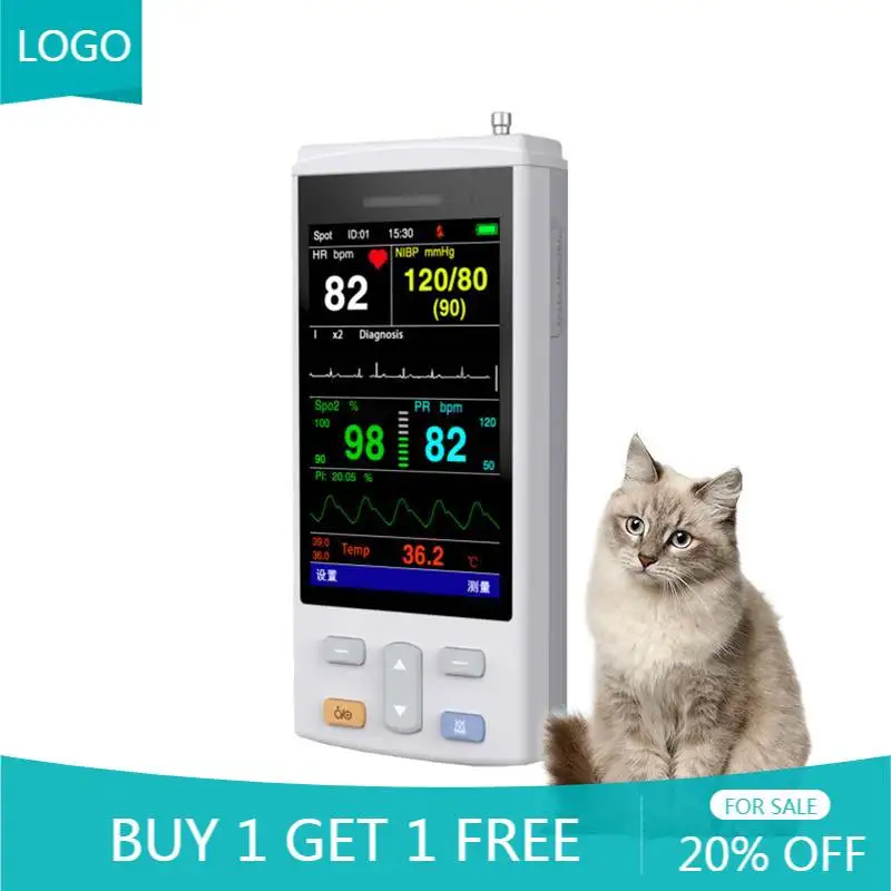 MT MEDICAL PC200V Handheld Multiparameter Veterinary Monitor Portable Animal Digital Electrocardiograph Vital Signs Instrument