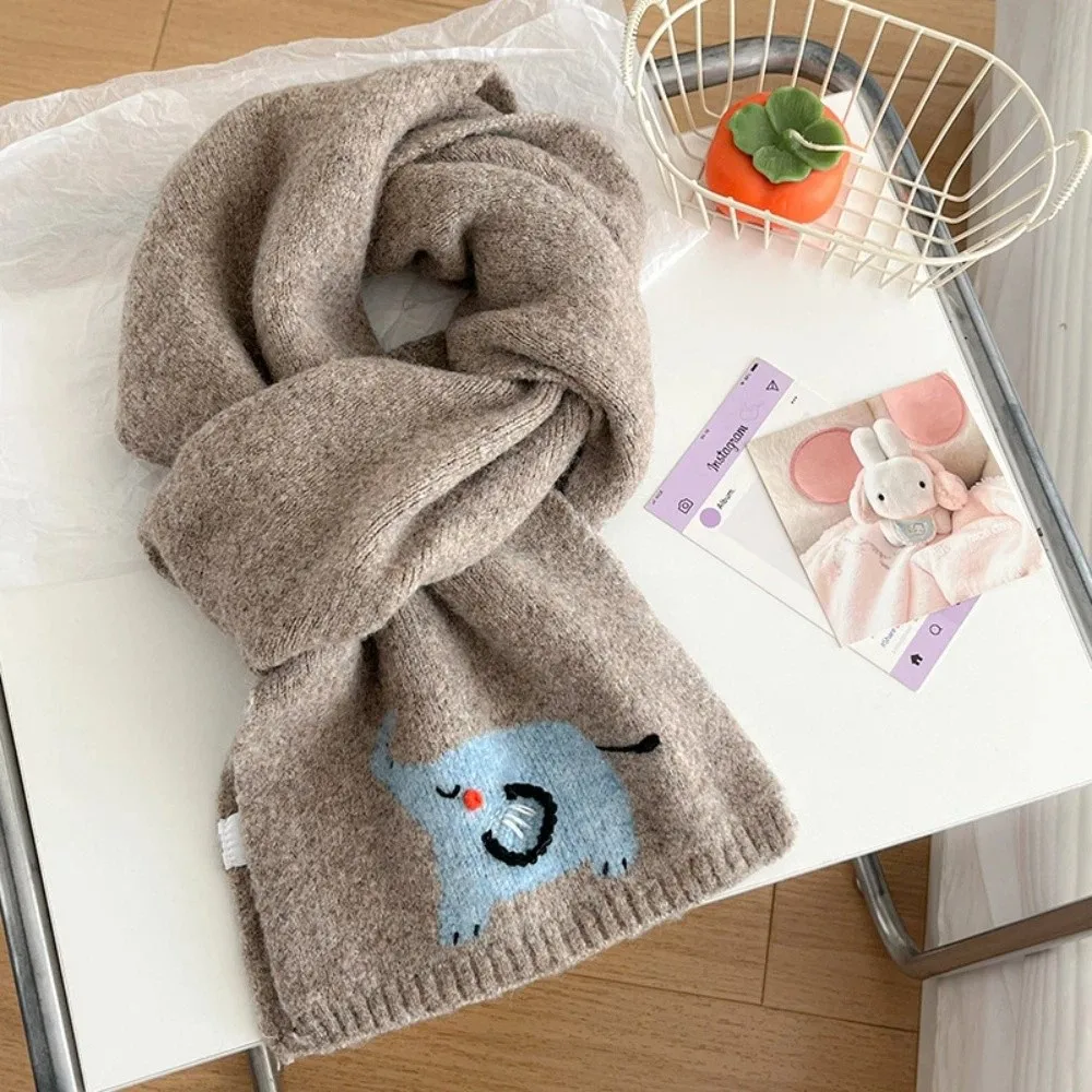 

Fashion Colorful Cartoon Embroidery Scarf Sweet Korean Style Cashmere Knitted Scarf Windproof Thickened Winter Neck Warmer Women
