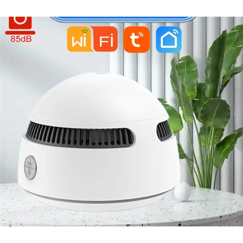 ABNO-Smart Home Security For Room Kitchen Shop Tuya Fire Smoke Detector Sensor Wifi Smoke Alarm Fire Sound Alarm Sensor With Bat