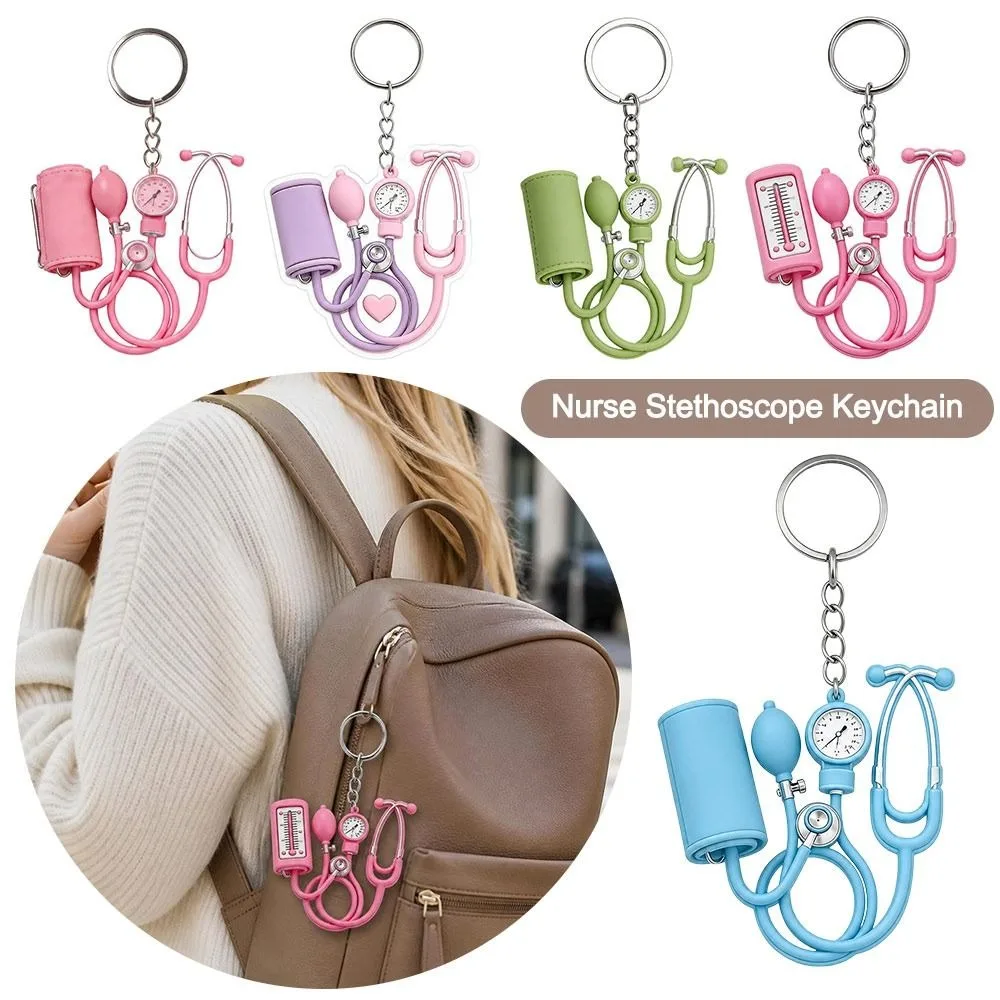 2D Flat Nurse Stethoscope Keychain Acrylic Stethoscope Motif Backpack Charm Creative Decoration Nurse Theme