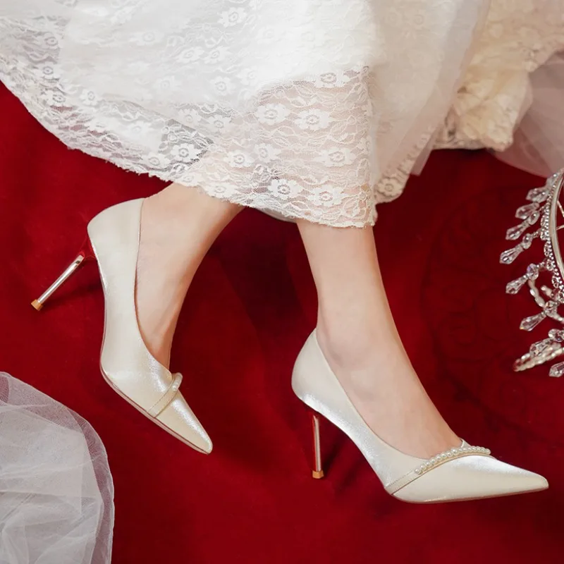 Sandalias de tacón alto de aguja para mujer, zapatos clásicos de Color sólido, elegantes, para fiesta de boda, verano, 2024