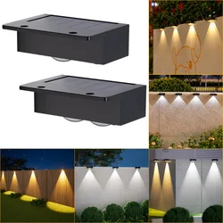Solar Fence Lights Outdoor Waterproof LED Solar Powered Lights Solar Wall Light for Patio Backyard Step Railing Garden