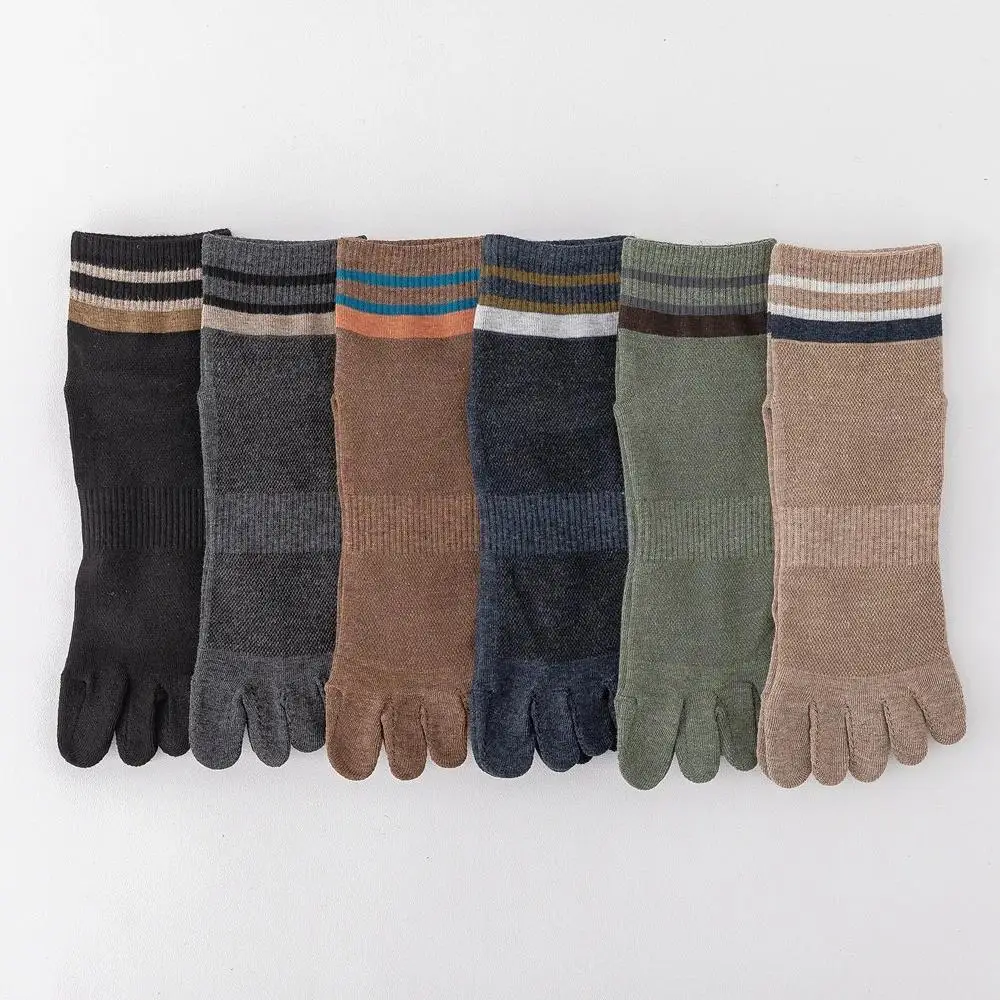 6Pairs Men Spring And Summer Creative Fashion Toe Ankle Socks With Separate Fingers Five Finger Athletic Socks Lightweight Mesh