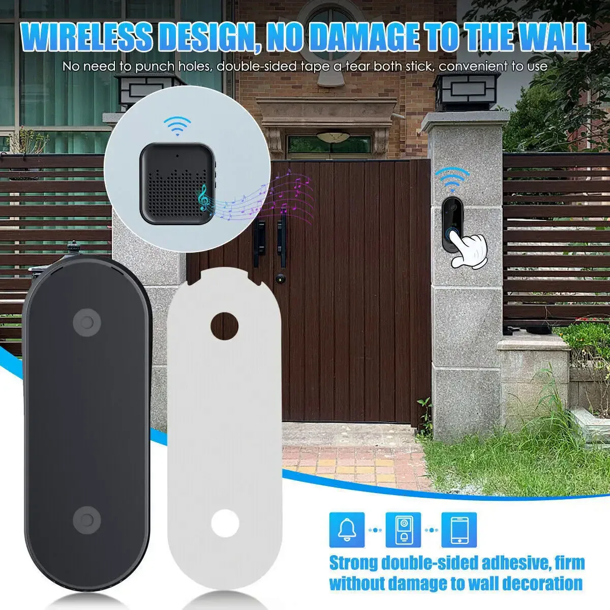 Timbre inalámbrico con cámara Tuya, timbre inteligente para el hogar, WIFI, cámara HD para teléfono al aire libre, intercomunicador de Video de seguridad, visión nocturna