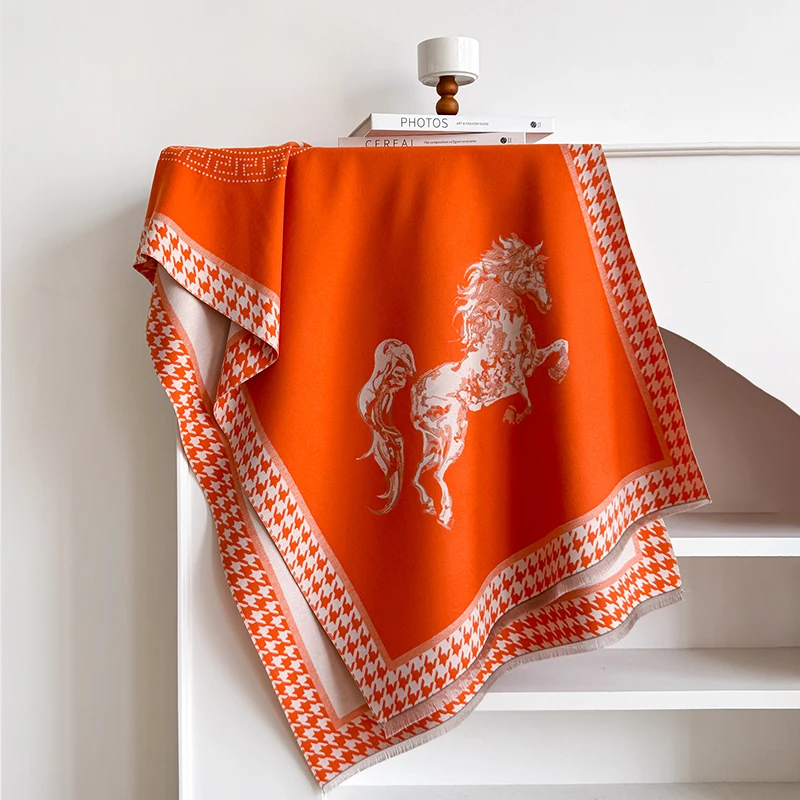 2025, Luxusmarke Damen-Winterschal aus Kaschmir – Pashmina-Schal mit Leopardenmuster und Quasten, Wickeltuch, Bandana und Poncho – Detail 5