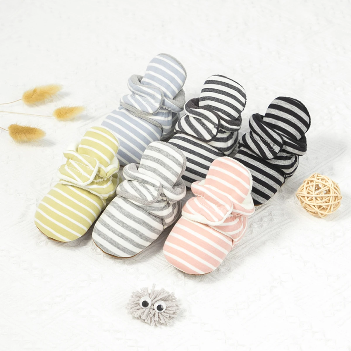 KIDSUN Baby Socks Shoes Knitted Multicolor Striped Non-Slip Winter Baby Boy Girl Shoes Cotton First Walkers Newborn Infant Socks