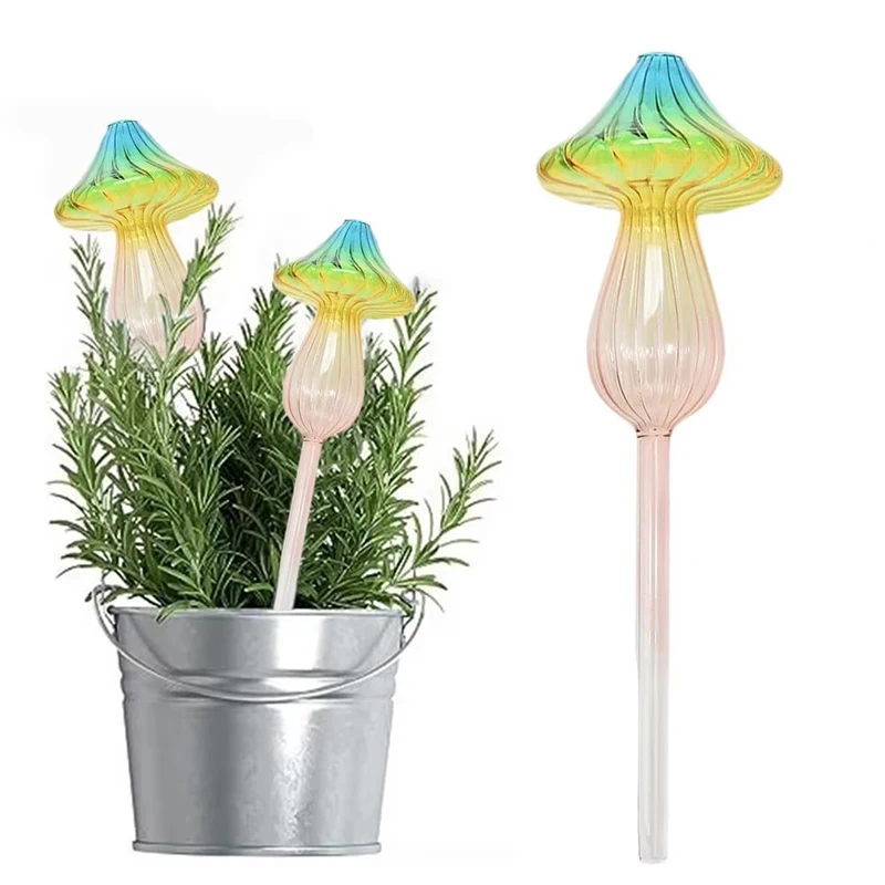 1PCS Glass Automatic Plant Watering Device Mushroom Shape Water Device Drip Irrigation System for Home Garden Flower Plants
