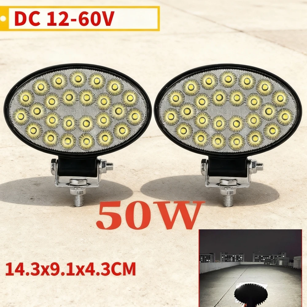 

2Pcs LED Work Light 12V - 60V 50W Forklift Excavator Working Lamp Headlight For Loader Tractor Auxiliary Lights Flood Lighting