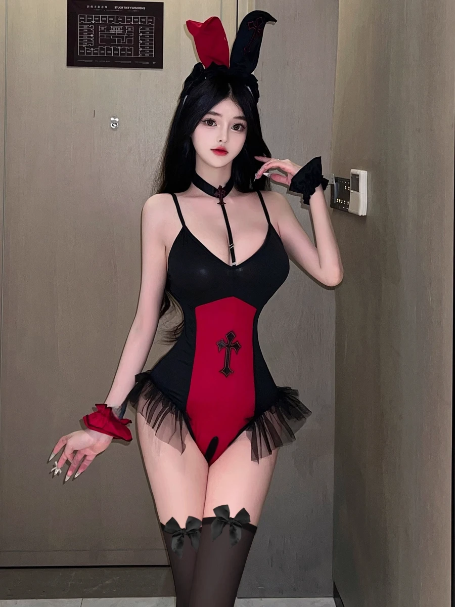 

Сексуальный Хэллоуин Кролик Девушка Косплей Nun ter Ne Club Pure Desire Sle Hanging Ne Dr Svel V-ne Bodycon Dr