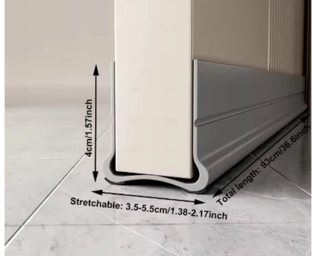 

1pc93cm Door Weather Stripping Triple Seal Windproof Bottom with Soundproofing Felt Seal Strips Bendable Self-adhesive Gap Strip