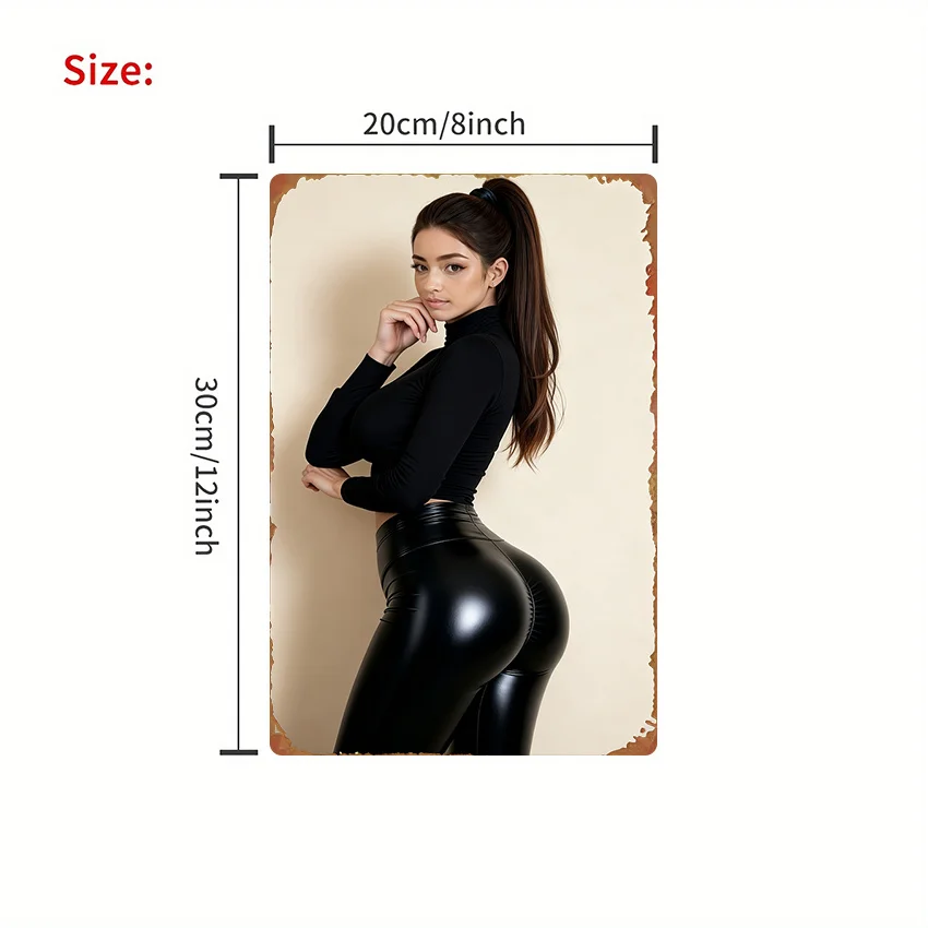1pc Metal Sign Featuring a Stylish Woman in a Bodysuit, Designed with Classic Characters And Vibrant Colors, Perfect for Decorat