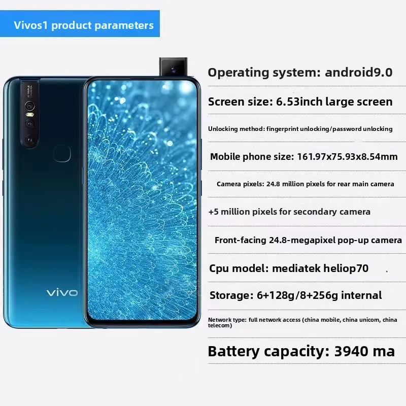 Vivo S1 – Pop-Up-Selfie-Kamera, 90,95 % FullView-Display |   24 MP Selfie- und Dreifach-Rückfahrkameras