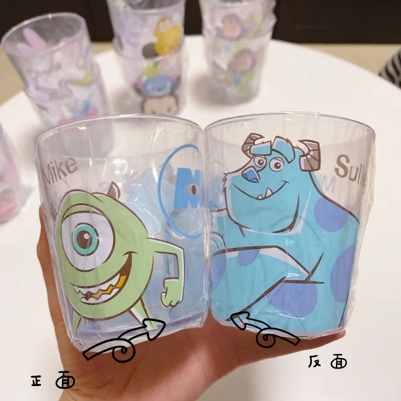 Disney Kids Cups Minnie Mickey Mouse Cup Mermaid Princess Transparent Plastic Milk Cup McQueen Cute Cartoon Toothbrushing Cup