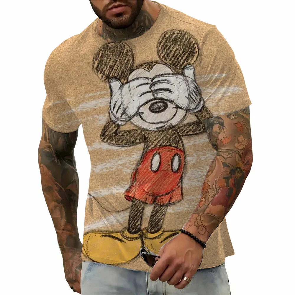 Camisetas con estampado de árbol Y2K de Disney y Mickey Mouse para hombre, ropa de calle para exteriores, camiseta gráfica informal con estampado de disfraz Harajuku, camisetas para niños