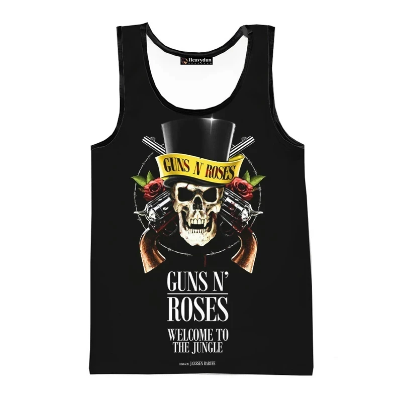 Popular Rock Band Men's Tank Top Classic Guns And Roses Sleeveless Shirt Hip Hop Trend Harajuku Man Vest Summer Unisex Loose Tee - Image 4