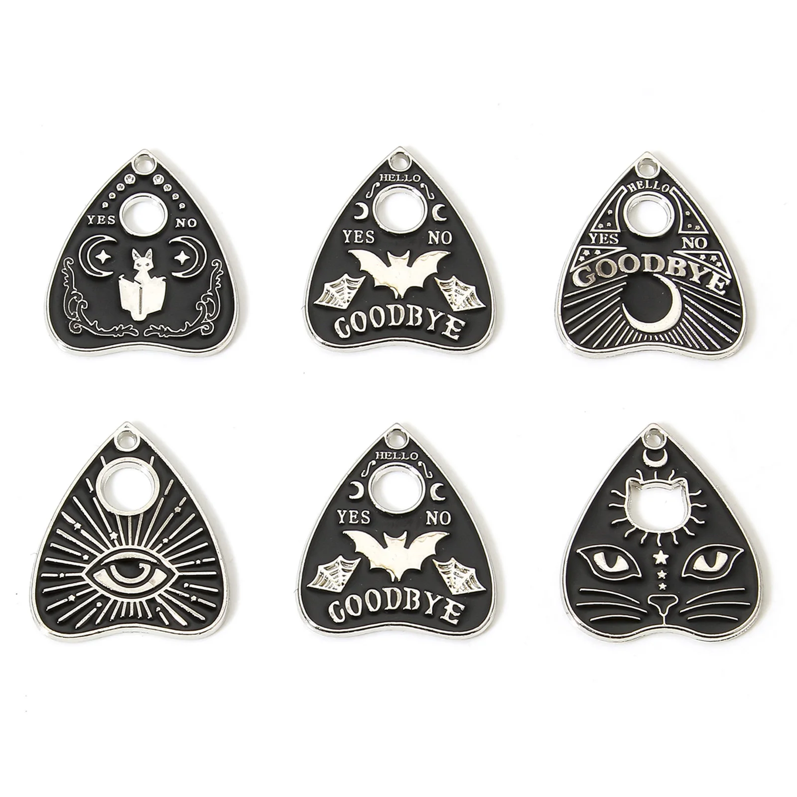 10PCs Alloy Black Ouija Board Charms Religious Eye Of God Cat Enamel Pendants For Jewelry Making Diy Necklace Earrings Supplies