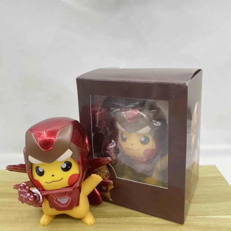 Мультфильм Покемон Пикачу Cos Мстители Стальные Фигурки Пикачу Модель Крутые Игрушки Изысканное Украшение Сюрприз Мальчик Праздничный Подарок