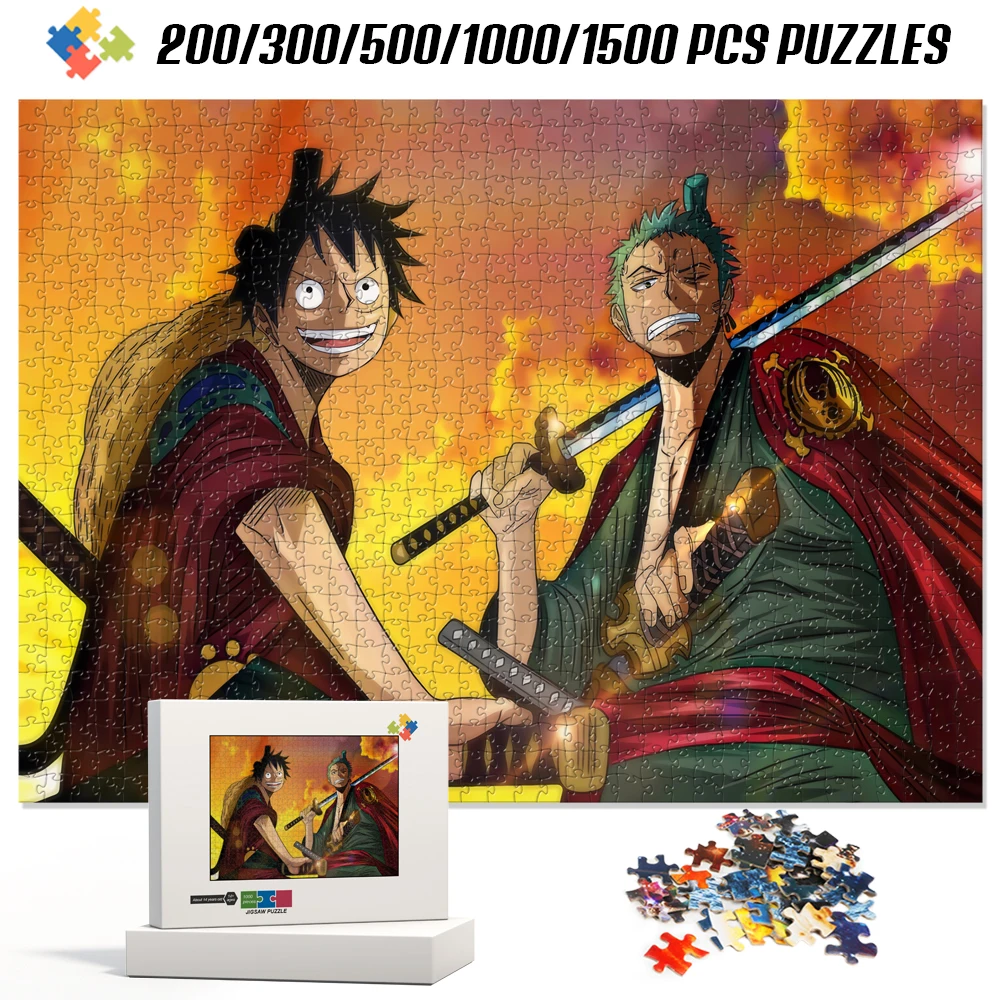 Zoro Luffy Cartoon Tangram Sudoku Game 200/300/500/1000/1500Pcs Multi-Size Puzzles for Children/adults Montessori Jigsaw Puzzles