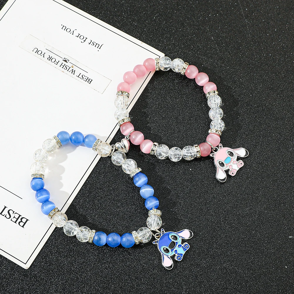 2 قطع القلب المغناطيسي غرزة الملاك زوجين أساور الصداقة الحب هدية عيد الميلاد عيد الحب الحاضر