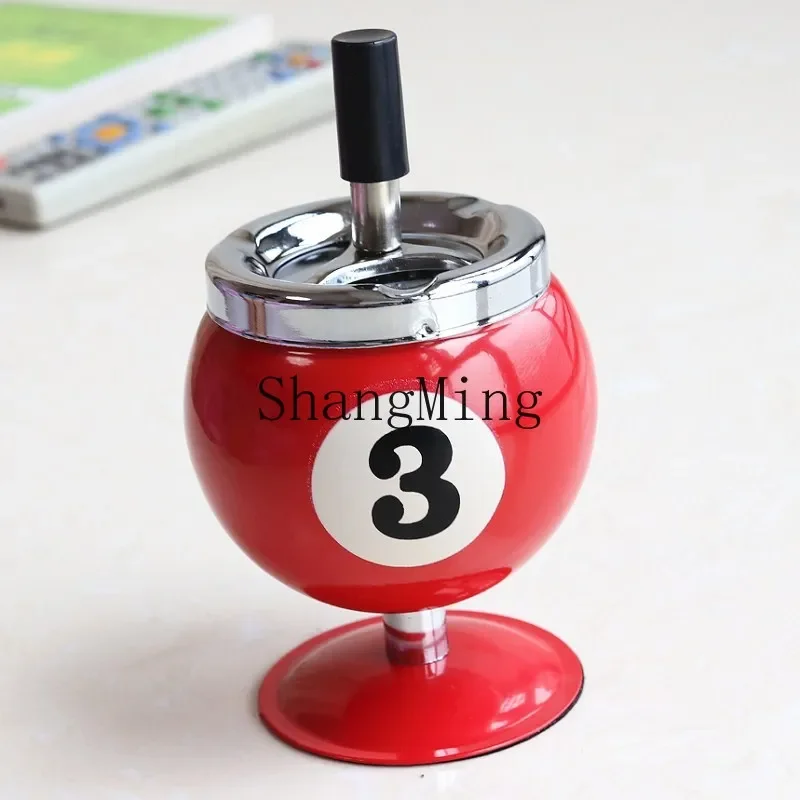 

CLL Creative Billiards Metal Ashtray with Cover Anti-Fly Office Billiard Decor