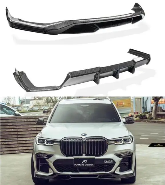 FD Style For BMW G07 X7 2020 2021 2022 2023 ABS Black Knight Bumper Splitters Front Lip Rear Trunk Diffuser Spoiler Body Kit