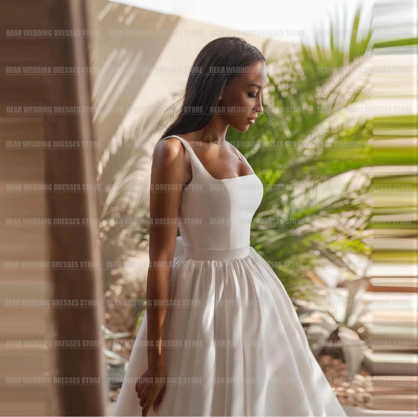 Vestido De novia De satén con espalda descubierta para mujer, traje Formal y Sexy con cuello Barco, personalizado, 2024