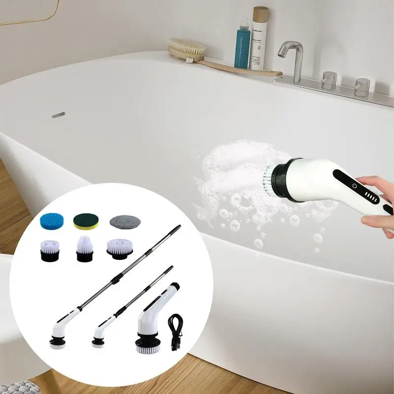 

Electric Tub Cleaning Brush Cordless Shower Electric Scrubber Rotatable Toilet Tile Water Stains Cleaning Brush For Shower