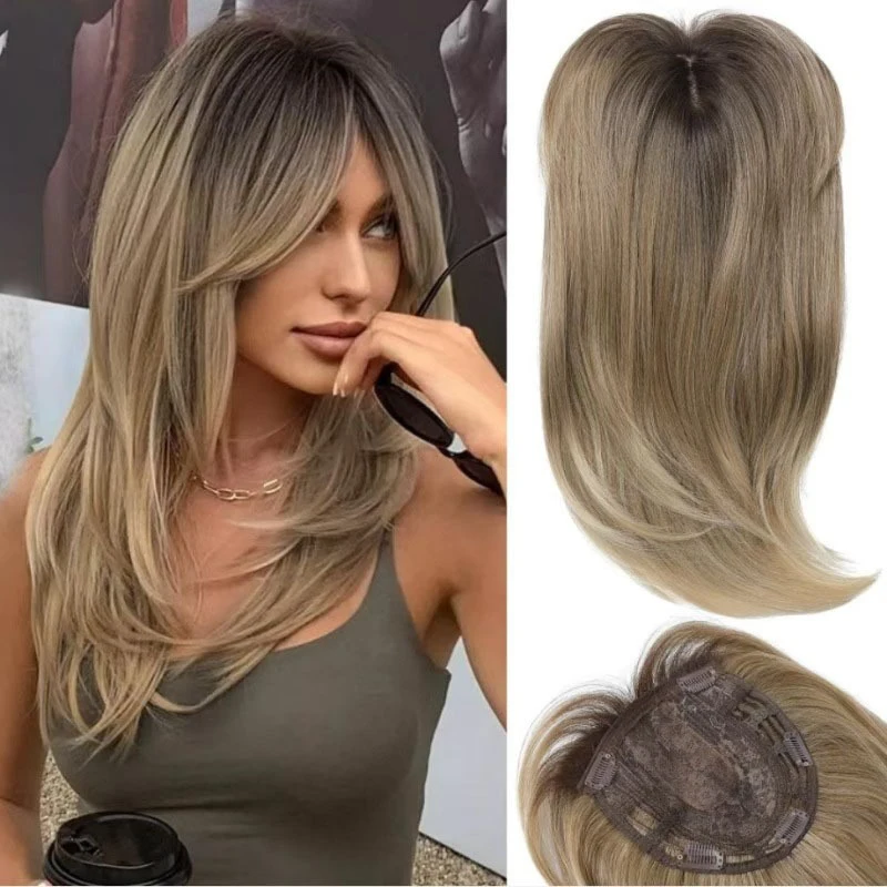 European and American women's with water wave long curly hair, fashionable golden synthetic hairpiece