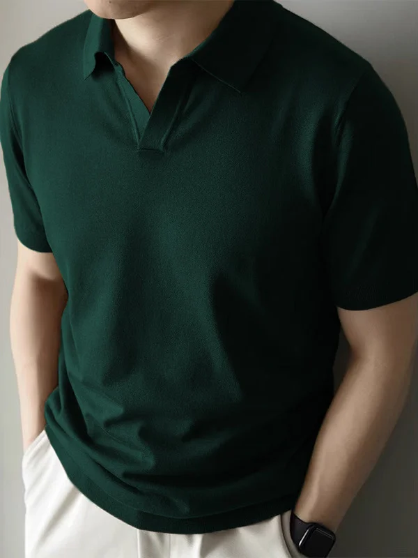 

Slim Fit Knitted irt ort Sve V-Ne f Sve Thin Summer Youth Faion Waist-Cinching Color for Men